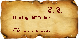 Mikolay Nándor névjegykártya